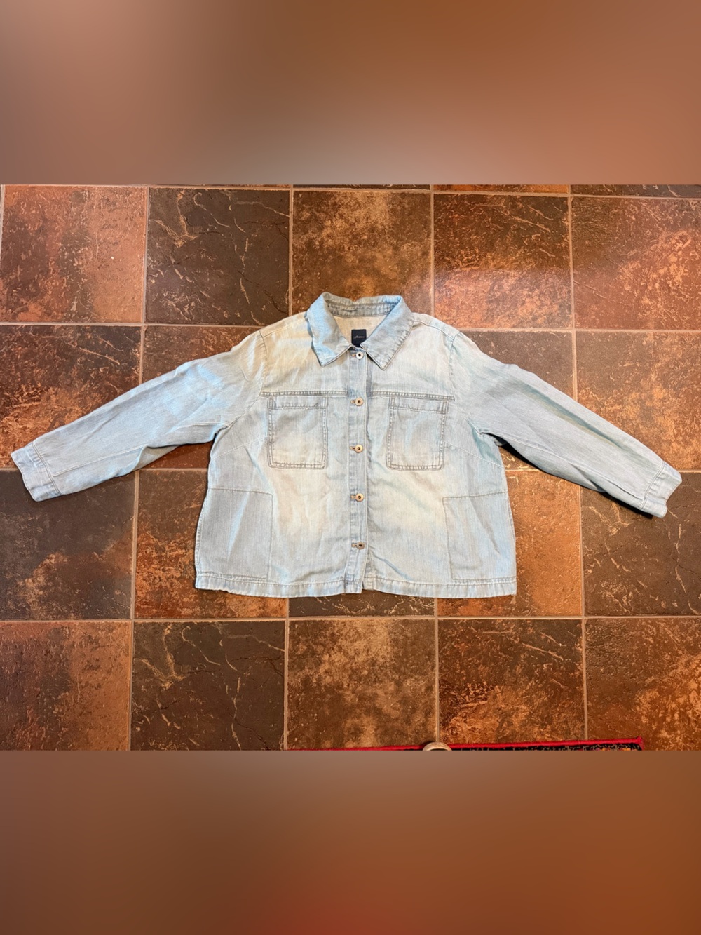 J. Jill Chambray Light Blue Denim Button Down Size XL Petite